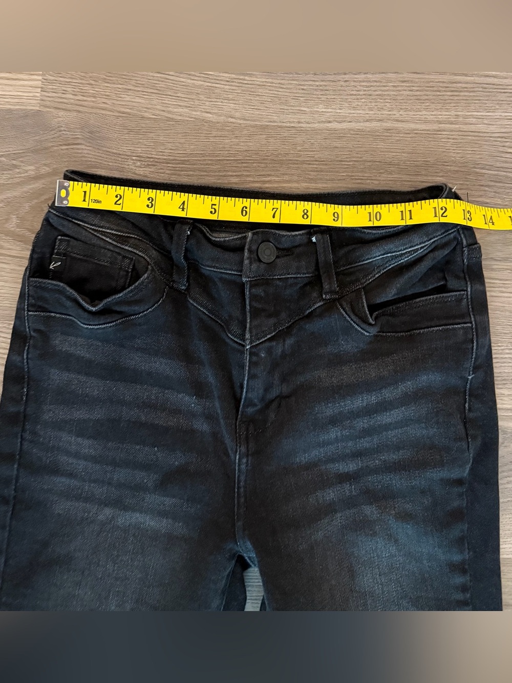 Kancan High Rise Washed black Frayed Hem Bootcut Jeans Women’s size 26 - Picture 4 of 7